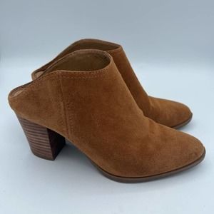 Franco Sarto Womens Denzel Ankle‎ Boots Booties Brown Leather Heel Slip On 8.5